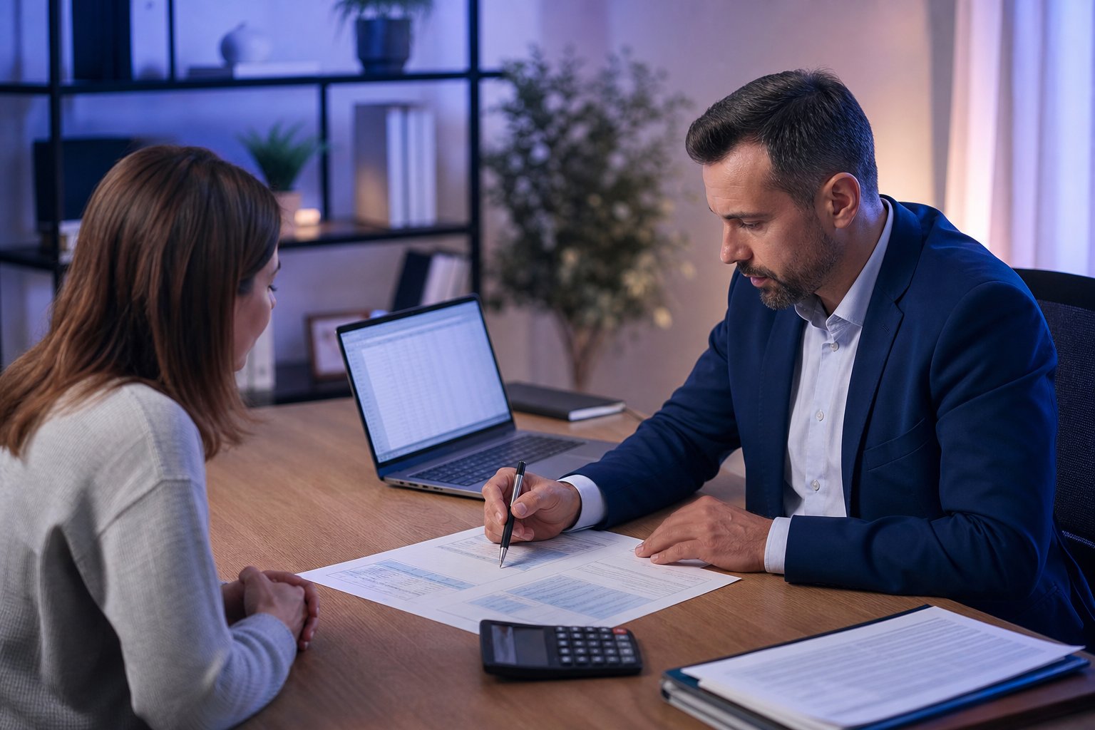 Tax advisory session with documents